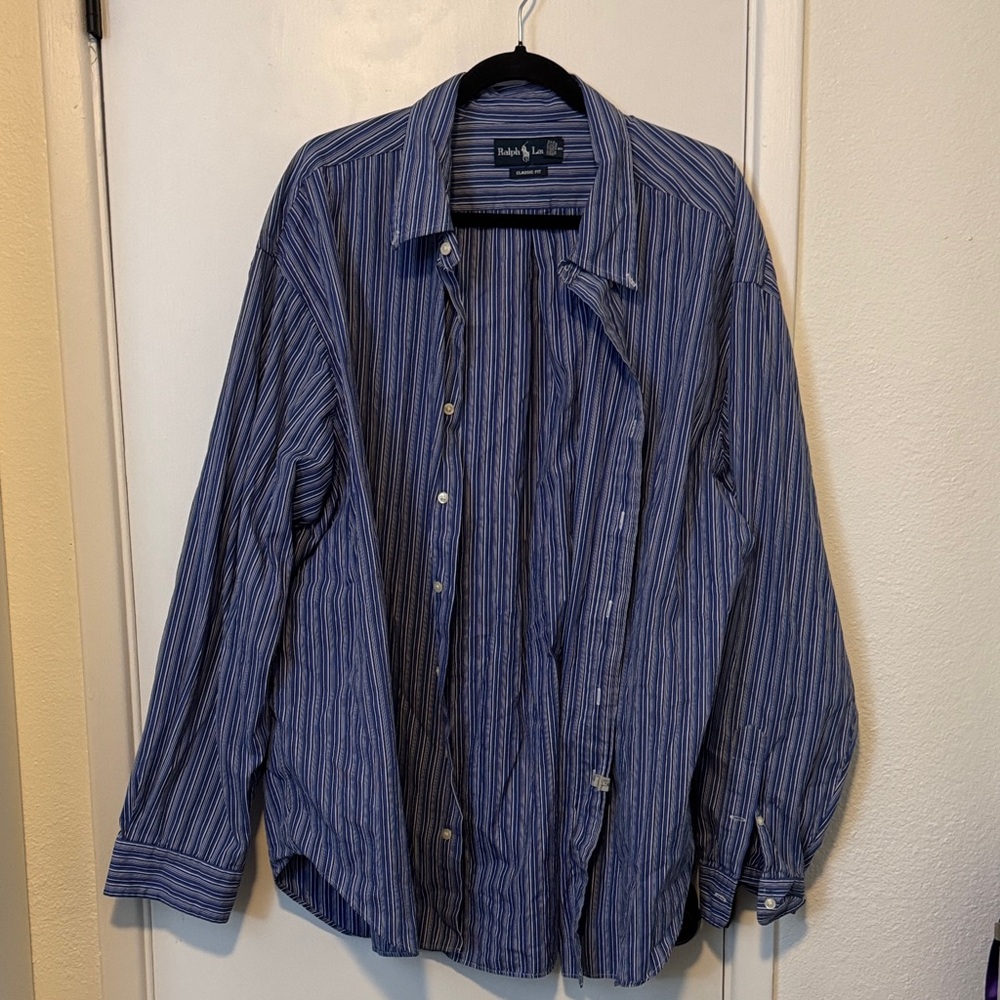 Ralph Lauren Blue Striped Button Down